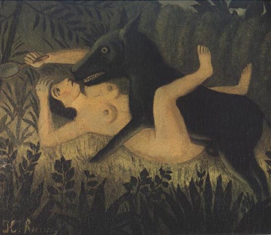 Henri Rousseau Beauty and the Beast oil painting picture